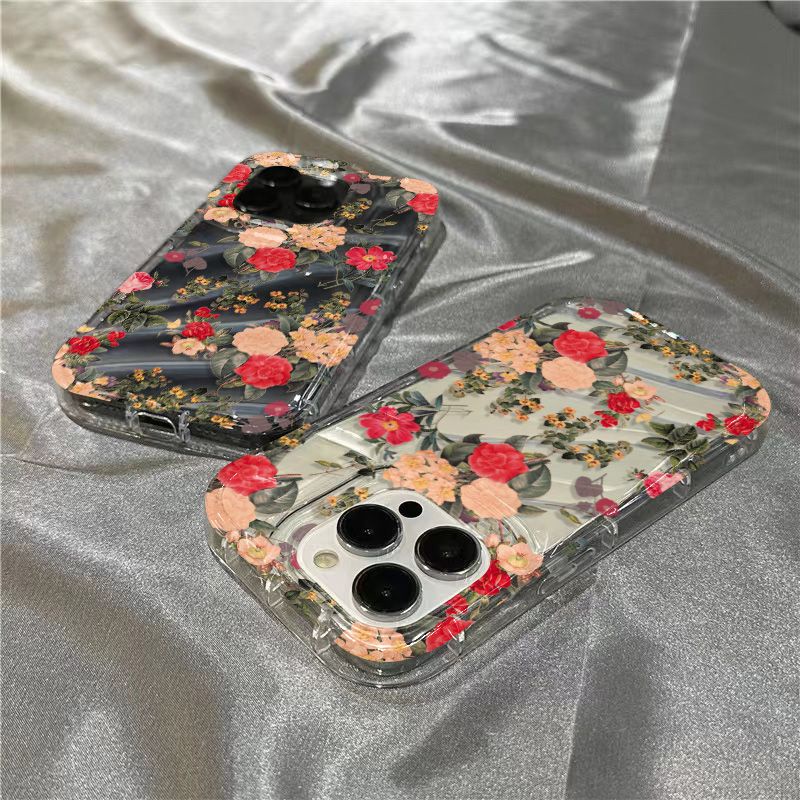 Ốp Điện Thoại Mềm Trong Suốt Họa Tiết Hoa Retro Cho Iphone 14Promax 1312 / 11 7 / 8plus xr / sins VIK8