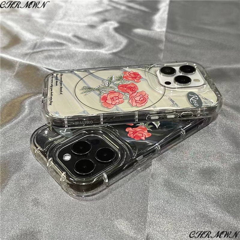 Ốp Điện Thoại Mềm Trong Suốt In Hình Hoa Hồng Cho Iphone 14Promax 1312 / 11 7 / 8plus xr / sins N9IQ