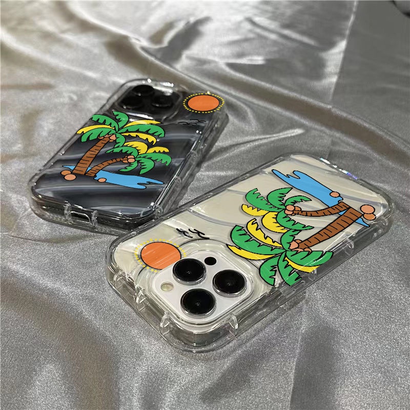 Ốp Điện Thoại Mềm Trong Suốt In Hình Cây Dừa Cho Iphone 14Promax 811 Xr Xsins Seaside / 13127 3EYL