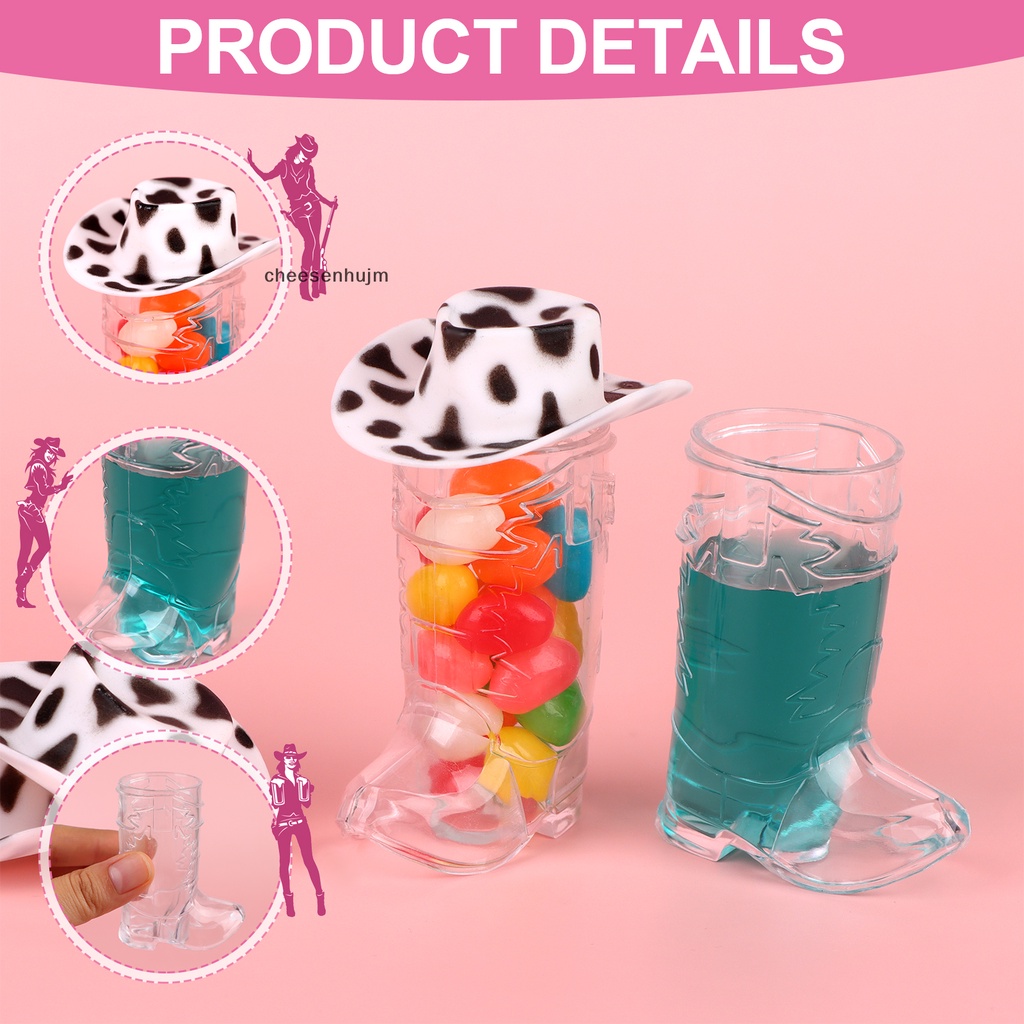 Set 40 Cốc Cao Bồi Mini Bằng Nhựa Có Thể Tái Sử Dụng Dùng Để Trang Trí Tiệc 1 Ounce