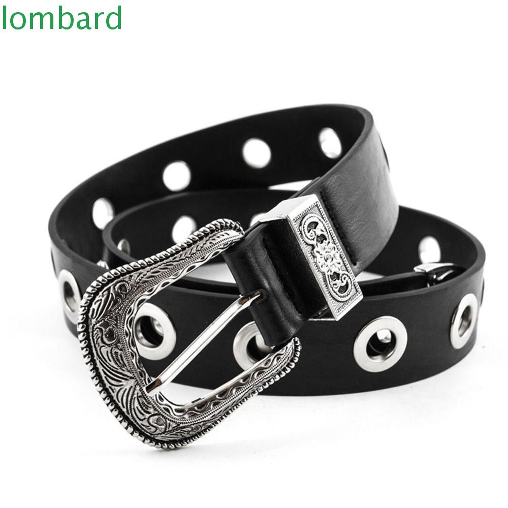 Thắt Lưng Da Phối Kim Loại Màu Đen Phong Cách Hàn Quốc Thời Trang Cho Nữ