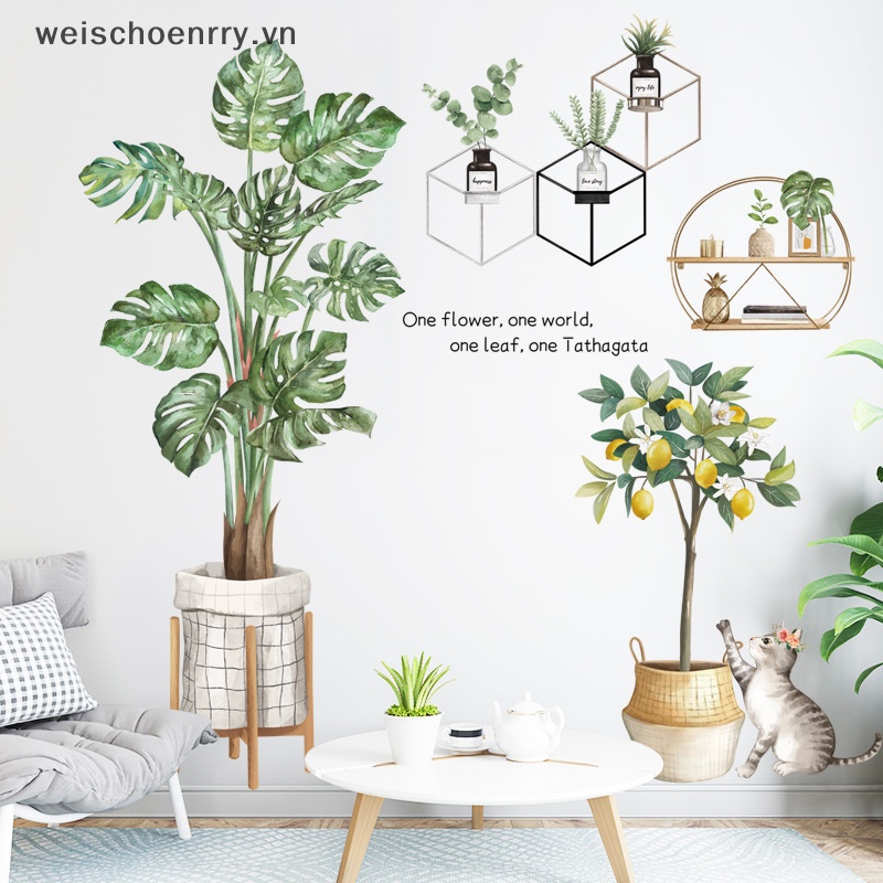 Decal dán tường Trang Trí Hình Lá Xanh Bằng Vinyl