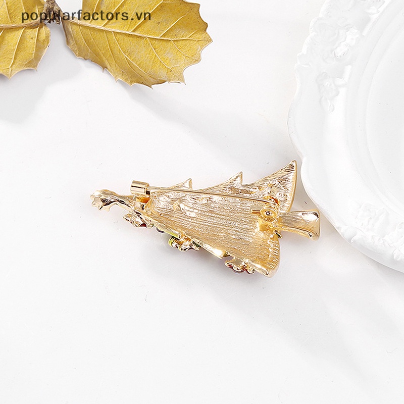 Ghim Cài Áo Hình Cây Thông Giáng Sinh Đính Đá Thời Trang Cho Nữ