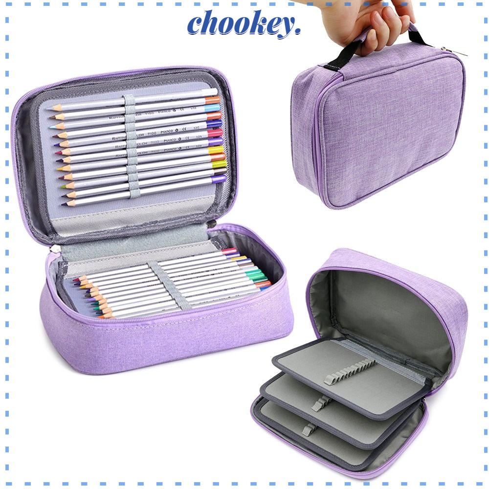 CHOOKEY Túi Đựng Bút 72 Ngăn Có Khóa Kéo Bằng Vải Canvas Tiện Dụng Giá Đỡ