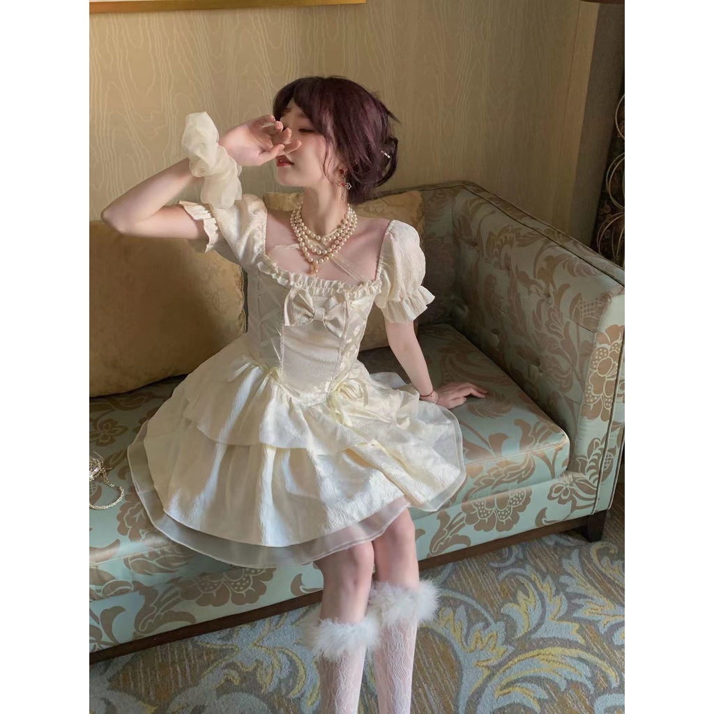 Đầm Dáng Chữ A Tay Phồng Thắt Nơ Phong Cách Hàn Quốc Thời Trang Mùa Hè 2023 Mới