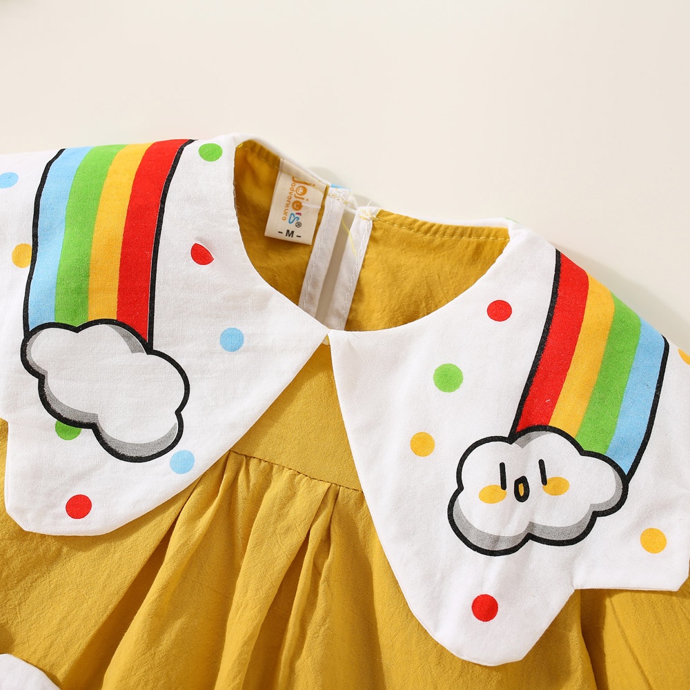 Đầm Tay Dài In Họa Tiết Hoạt Hình Dễ Thương Thời Trang Cho Bé Gái