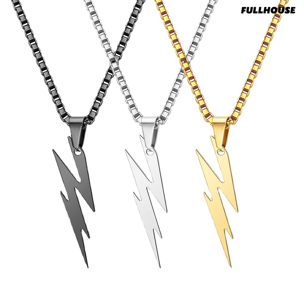 Vòng cổ Mặt Hình Học Sấm Sét Màu Trơn Phong Cách Hip Hop Cho Nam Và Nữ