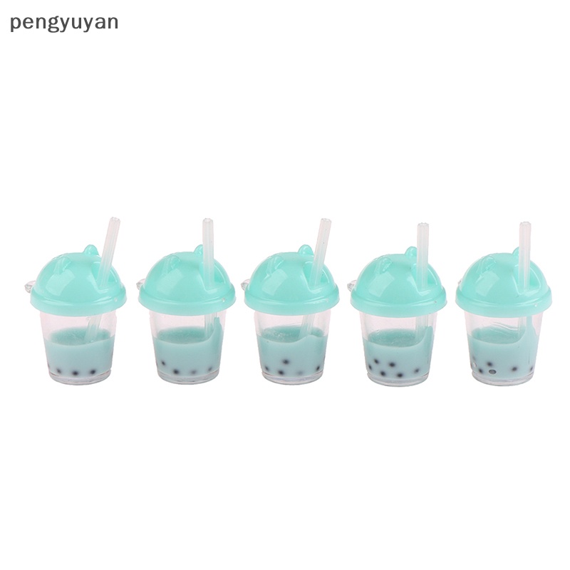 [pengyuyan] Set 5 Bình Trà Sữa 1 / 12 1 / 6 Mini Bằng Nhựa Resin Trang Trí Nhà Búp Bê