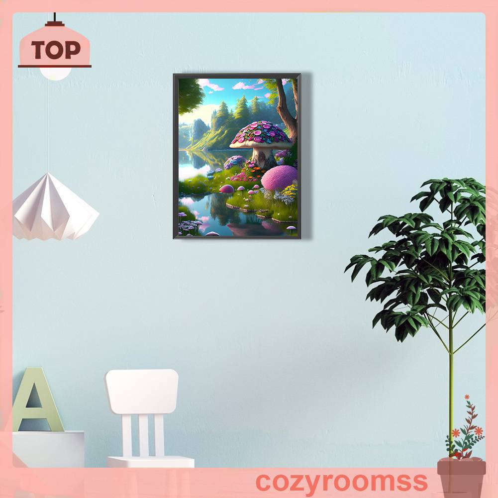 Tranh Đính Đá Kim Cương Toàn Bộ 5D DIY Hình Vẽ Cây Nấm