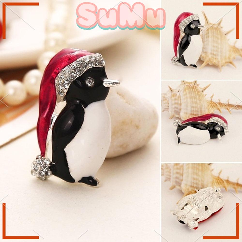 SUMU Trâm Cài Áo Hình Chim Cánh Cụt Đính Đá Thời Trang