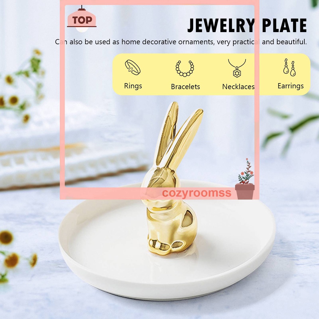 Giá Đỡ Trưng Bày Nhẫn Hình Thỏ Bằng Gốm Trang Trí Tiệc Cưới