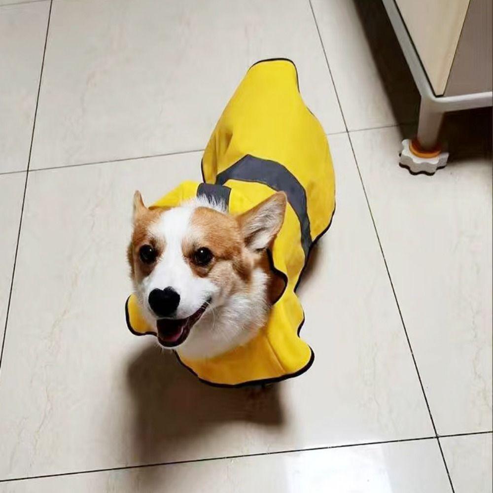 Norman Áo Mưa Bằng PU Có Mũ Trùm Chống Nước Màu Vàng Thiết Thực Dành Cho Cún Cưng