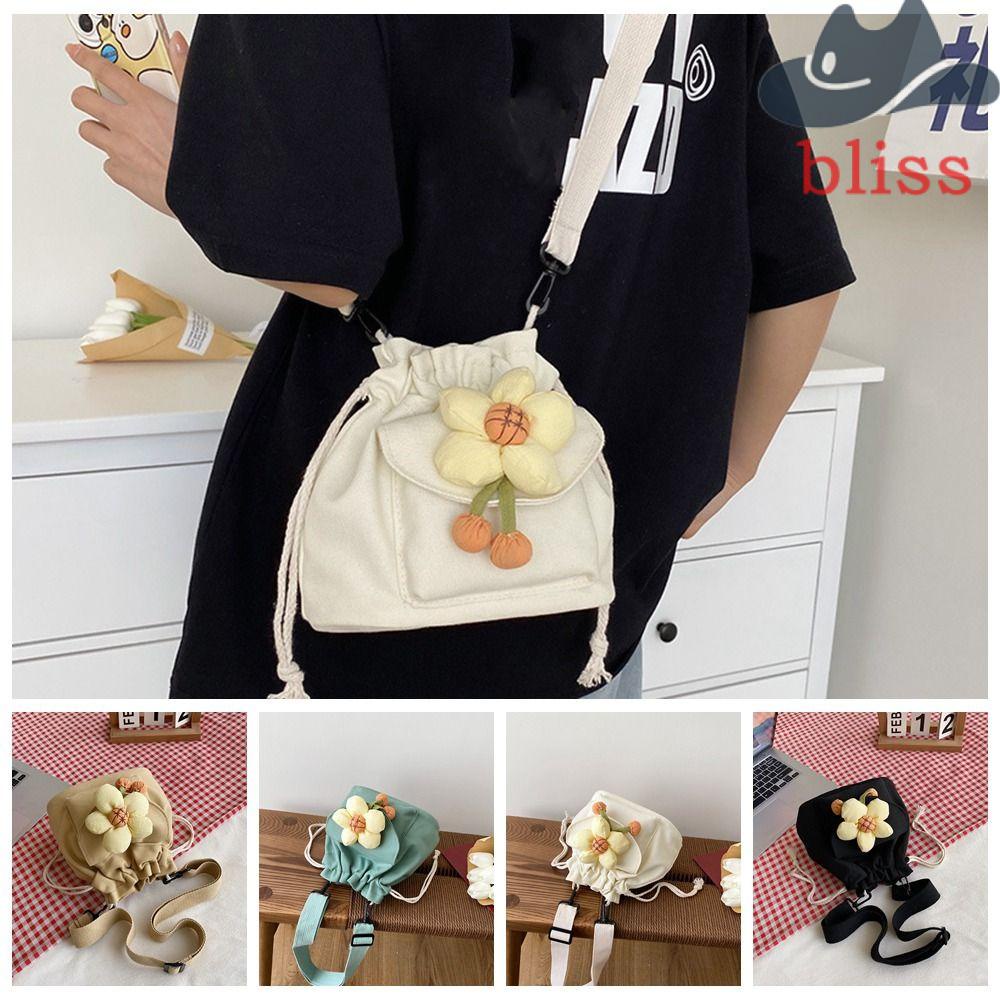 Túi Đeo Chéo Vai Bằng Vải Canvas Họa Tiết Hoa Thời Trang Sành Điệu Cho Nữ