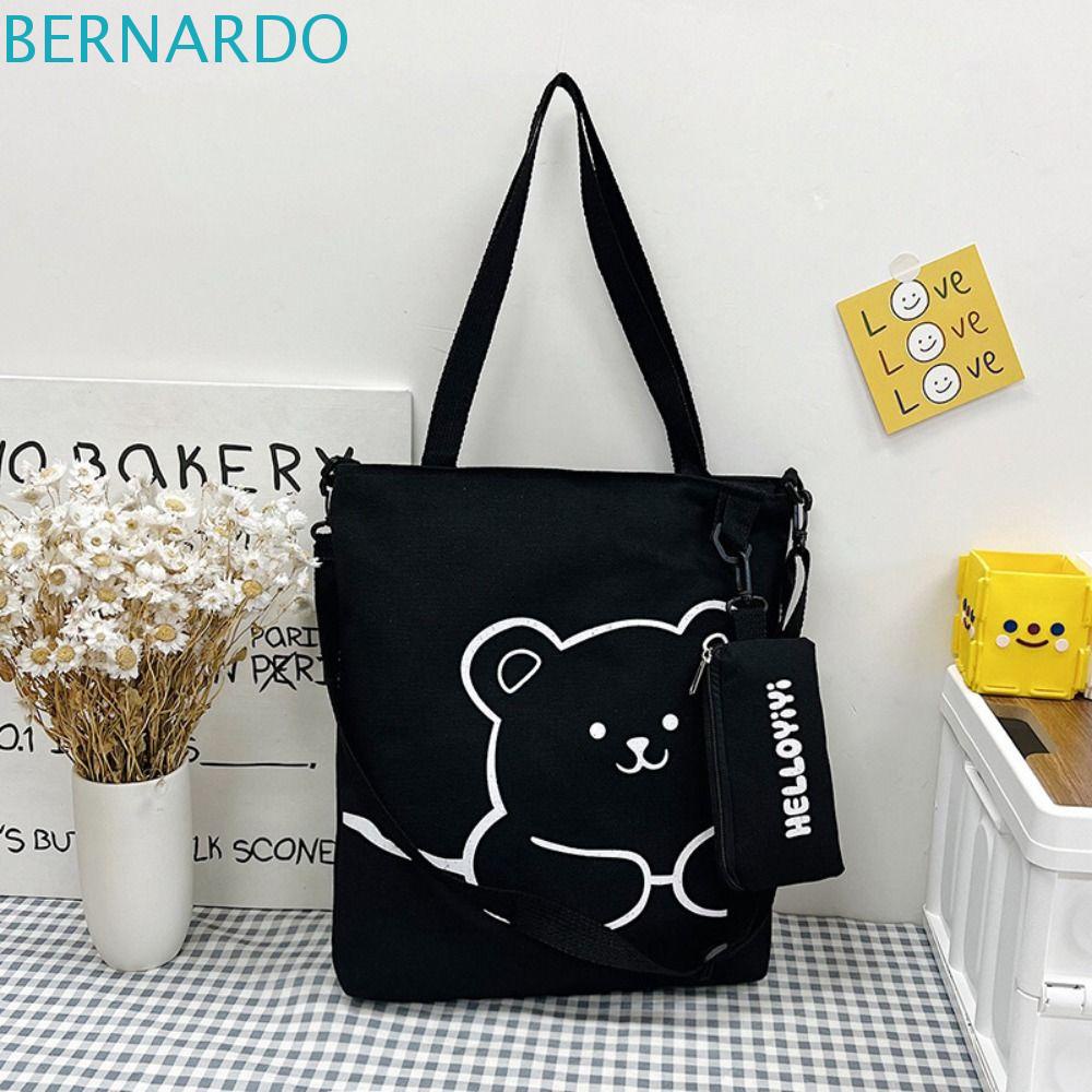 Túi Canvas Sức Chứa Lớn Họa Tiết Hoạt Hình Phong Cách Hàn Quốc Cho Học Sinh