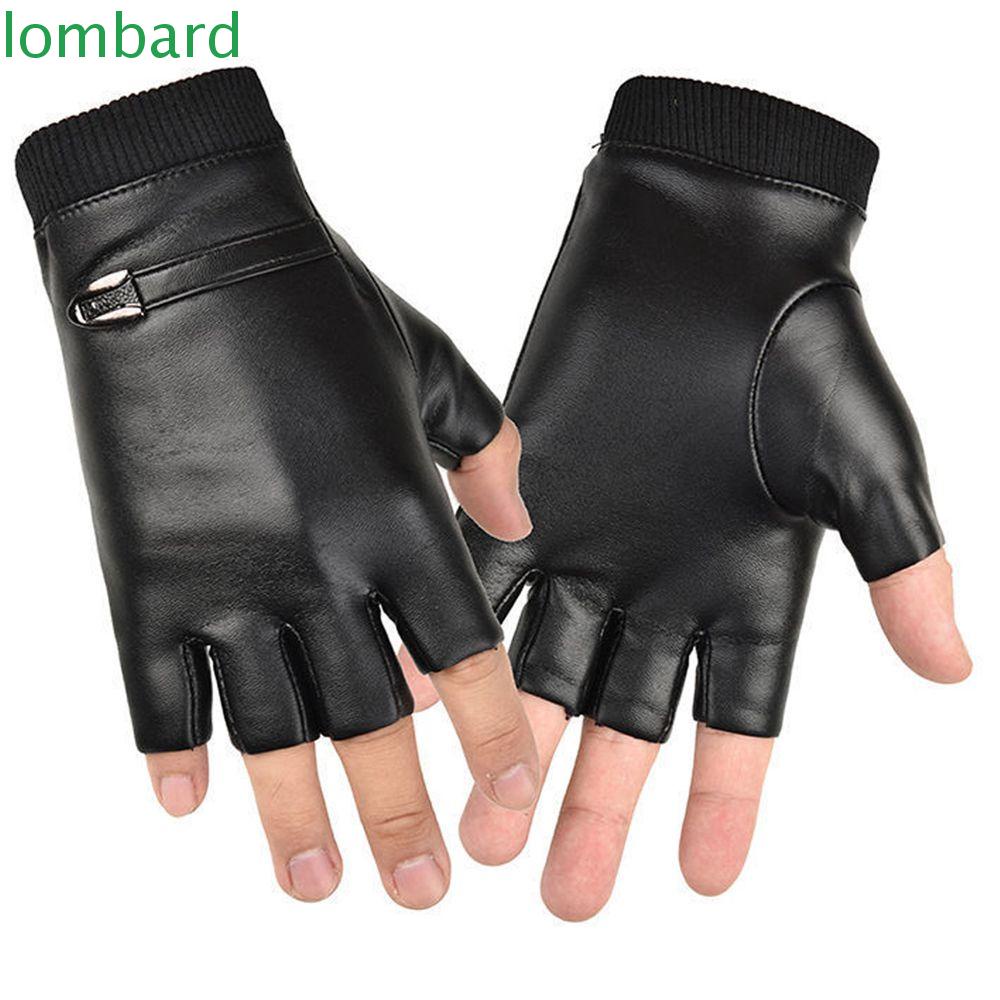 LOMBARD Găng Tay Hở Ngón Bằng Da PU Chống Trượt Giữ Ấm Tiện Dụng Khi Lái Xe / Nhảy Múa