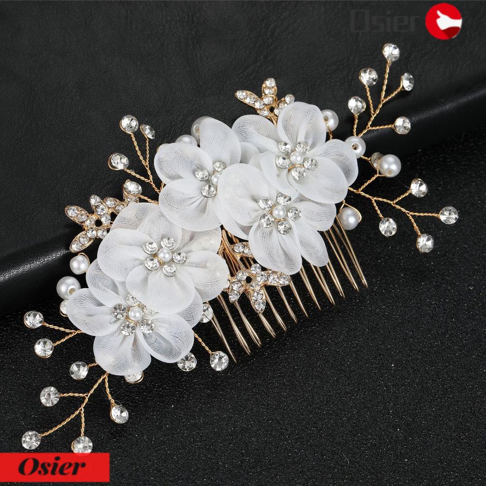 OSIER1 Lược Cài Tóc Hình Lá Cây Thời Trang Cho Cô Dâu