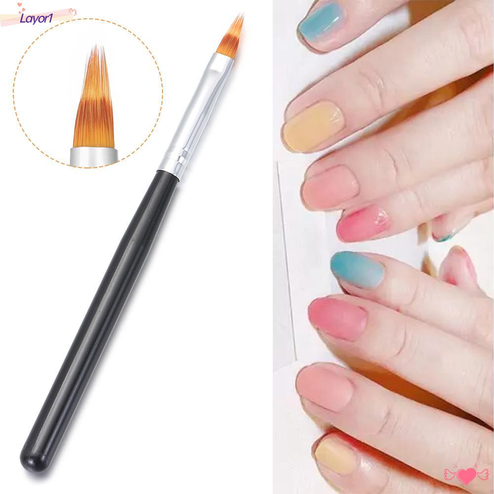 LAYOR1 1 Cọ Sơn Móng Tay Tạo Hiệu Ứng Gradient Với Tay Cầm Gỗ Thời Trang