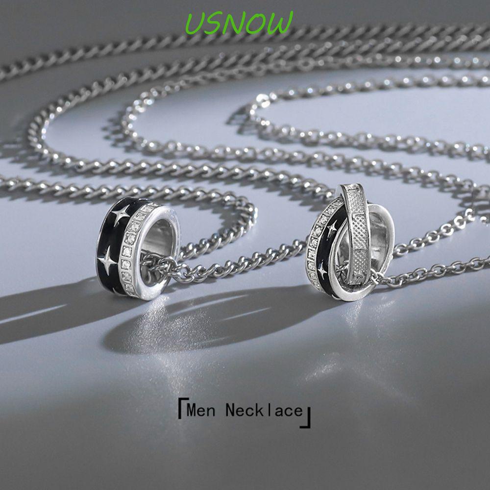 USNOW Vòng cổ Mặt Tròn Đơn Giản Phong Cách Hàn Quốc Cho Cặp Đôi