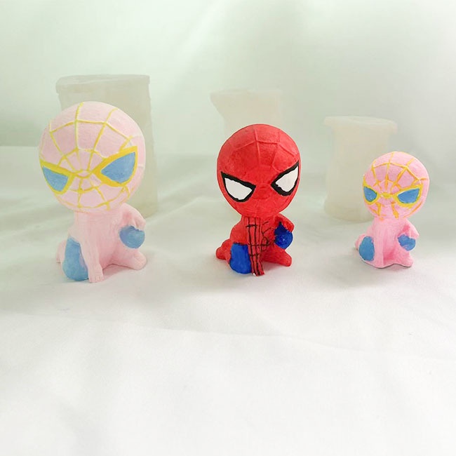 Khuôn Silicon Làm Nến / Sô Cô La / Đá Viên Hình Người Nhện Hoạt Hình diy