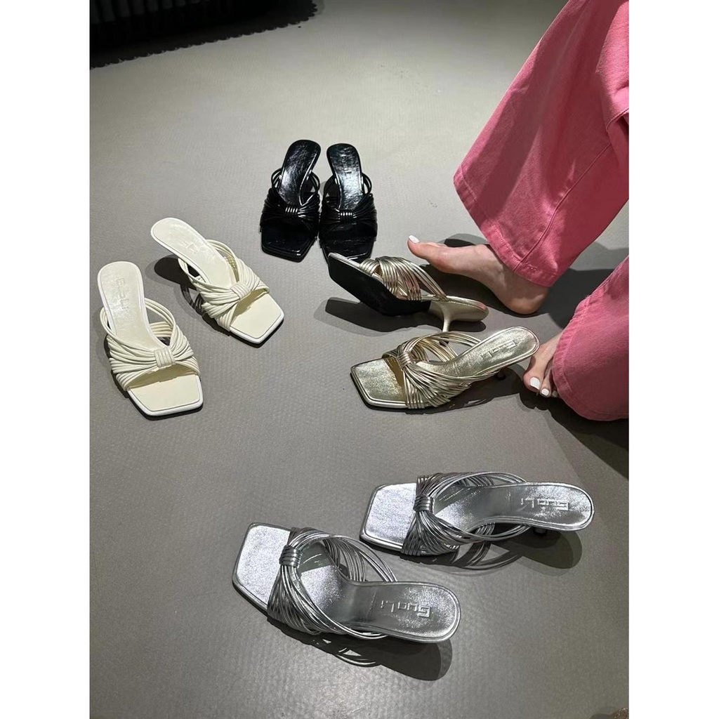 Dép Cao Gót Mũi Vuông Thiết Kế Mới Thời Trang Mùa Hè 2023 Dành Cho Nữ