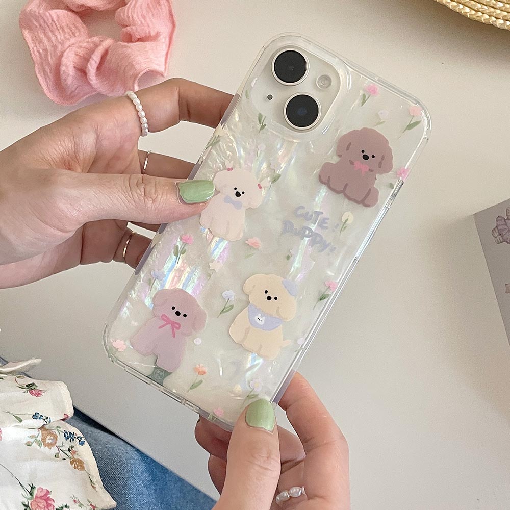 Ốp Điện Thoại Nhựa Cứng In Hình Chó Và Hoa Cho IPhone 11 12 12Pro 12ProMax 13 13Pro 13ProMax 14 14Pro 14ProMax