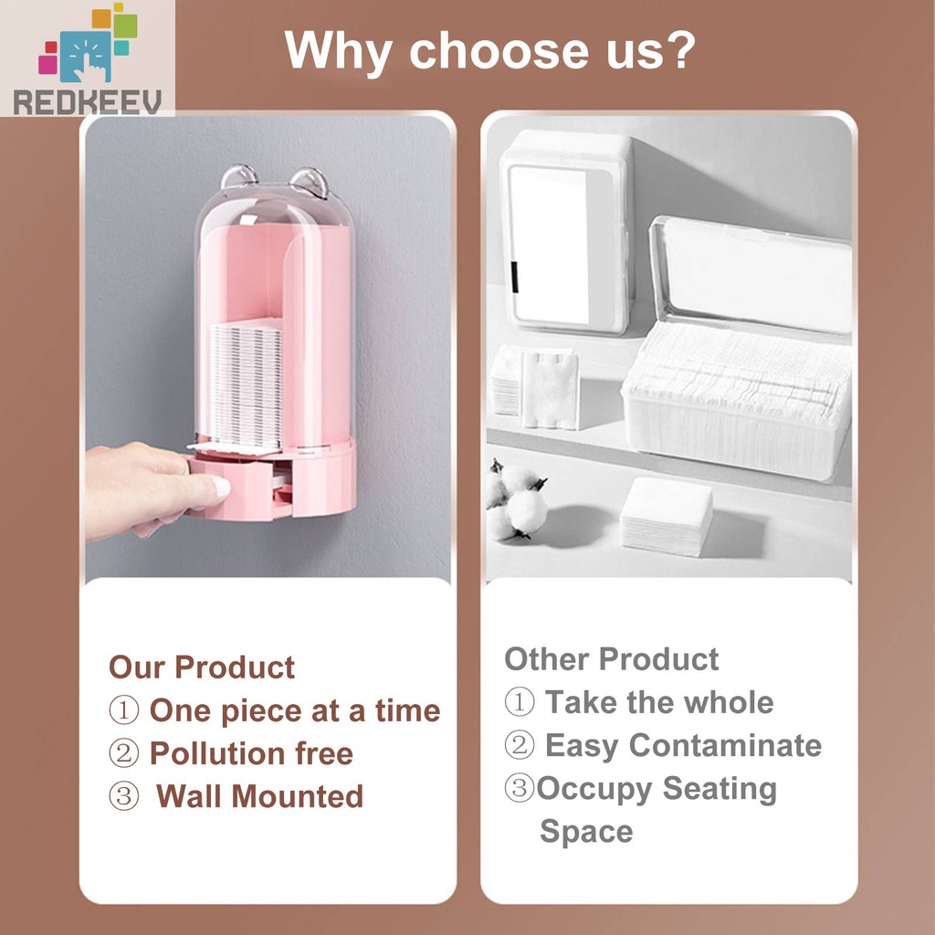 Giá Đỡ Bông Tẩy Trang Tự Động Hình Vuông Gắn Tường Tiện Lợi