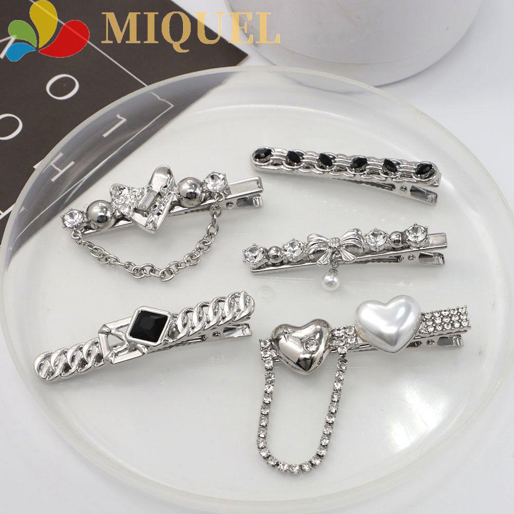 Kẹp Tóc Tua Rua Y2k Hình Trái Tim Màu Bạc Phong Cách Punk Cho Nữ