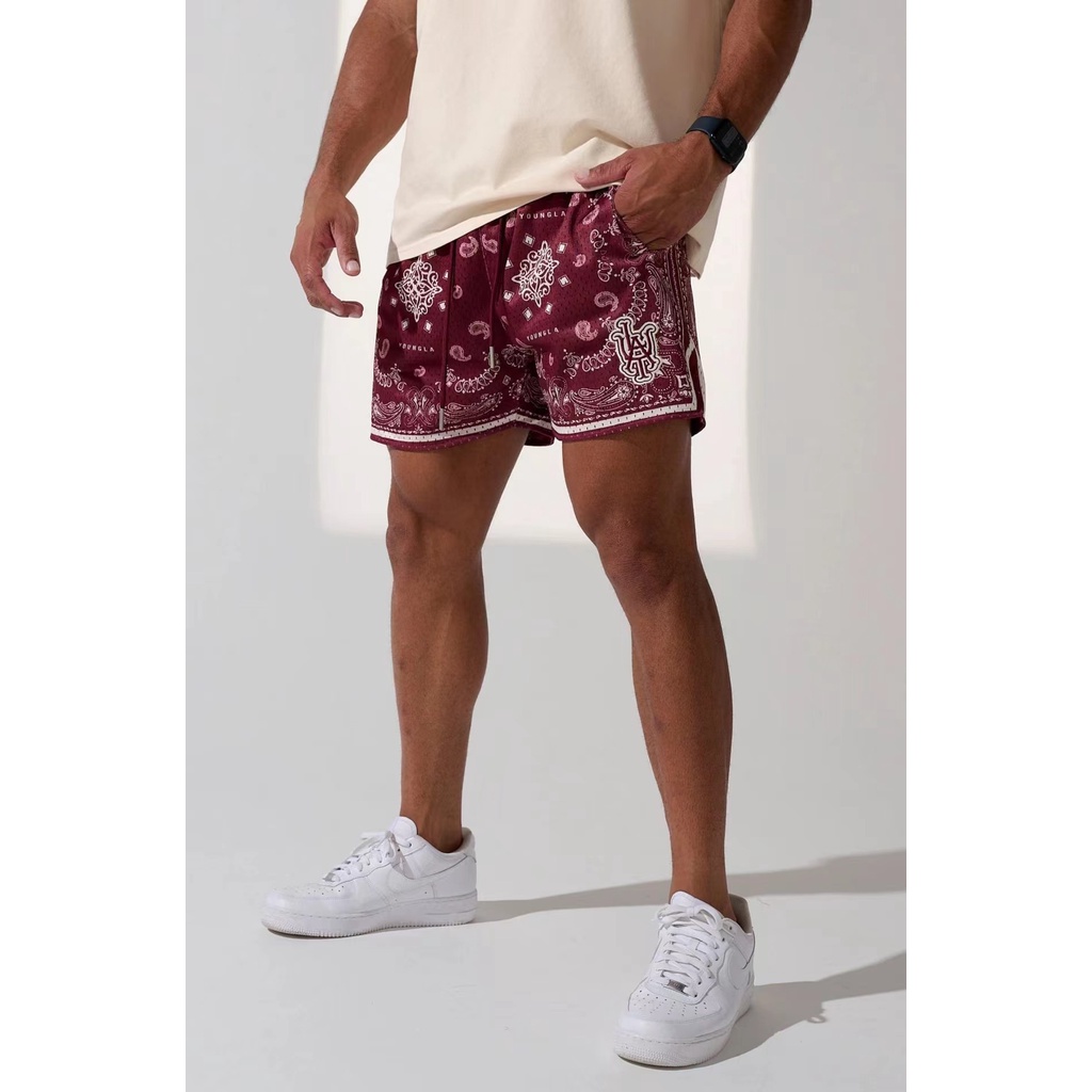 Quần Short Thể Thao Phối Lưới Thoáng Khí Nhanh Khô In Họa Tiết Thời Trang Mùa Hè Cho Nam
