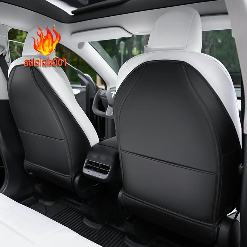 Bộ 2 Thảm Lót Bảo Vệ Lưng Ghế Xe Hơi Tesla Model 3 Y 2017-2023 Chống Mài Mòn Có Túi Đựng Tiện Dụng