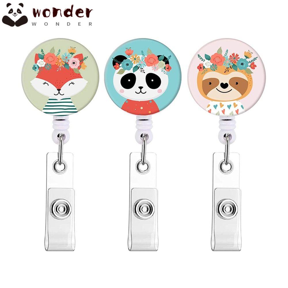 WONDER Set 3 Móc Khóa Hình Gấu Trúc / Khỉ ABS Có Thể Thu Gọn Cho Văn Phòng