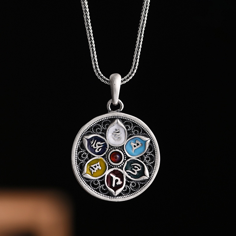 Dây Chuyền Bạc 925 Thái Lan Sáu Khóa An Toàn Tráng Men Sáng Phong Cách Retro Sang Trọng 55cm Cho Nam Và Nữ