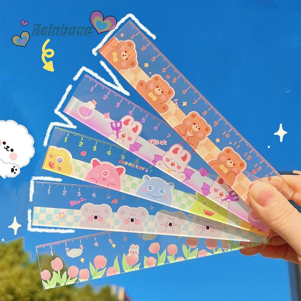 RAINBOW Set 5 Thước Đo Lường 15cm Đa Năng Tiện Dụng Chất Lượng Cao