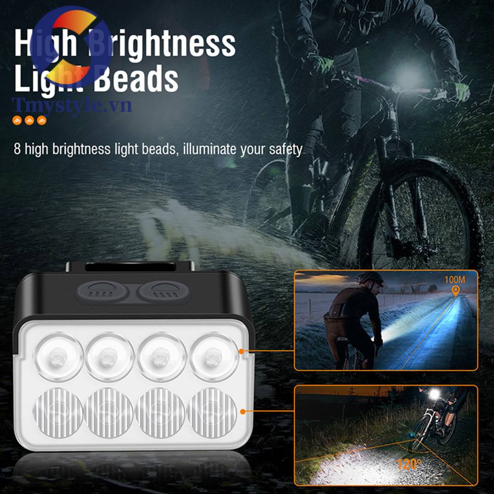 Đèn Pha 900LM LED TYPE-C 1000mAh IPX6 Chống Nước Có Thể Sạc Lại Cho Xe Đạp