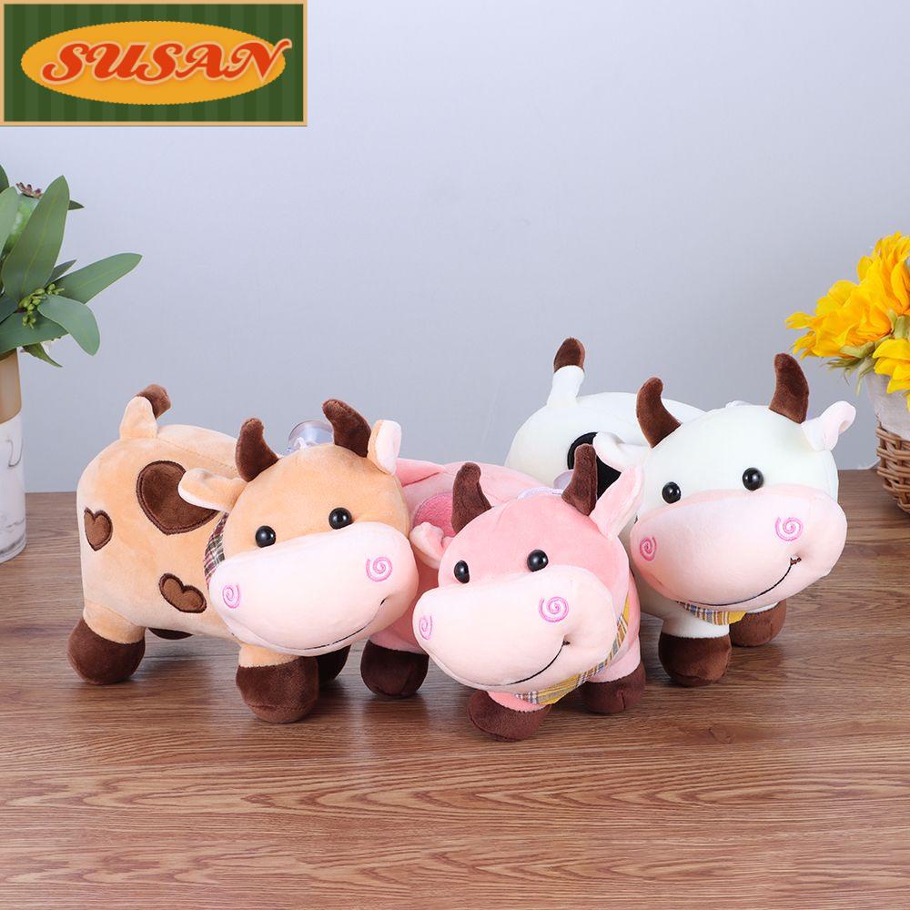 SUSANS Thú Nhồi Bông Hình Bò Hoạt Hình Siêu Mềm Kèm Khăn Choàng Cổ