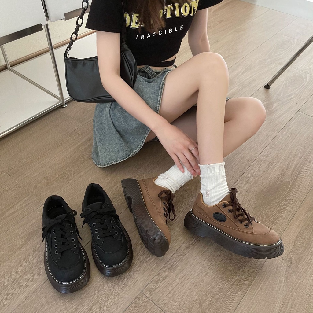 Giày Da Đế Dày Phong Cách Anh Quốc Thời Trang Cho Nữ