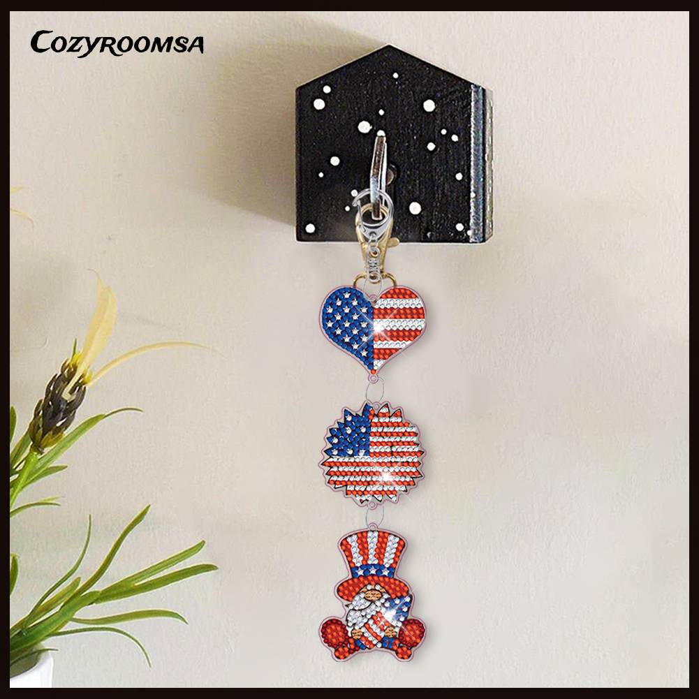 Móc Khóa Hai Mặt Đính Đá Nghệ Thuật DIY Dành Cho Trẻ Em