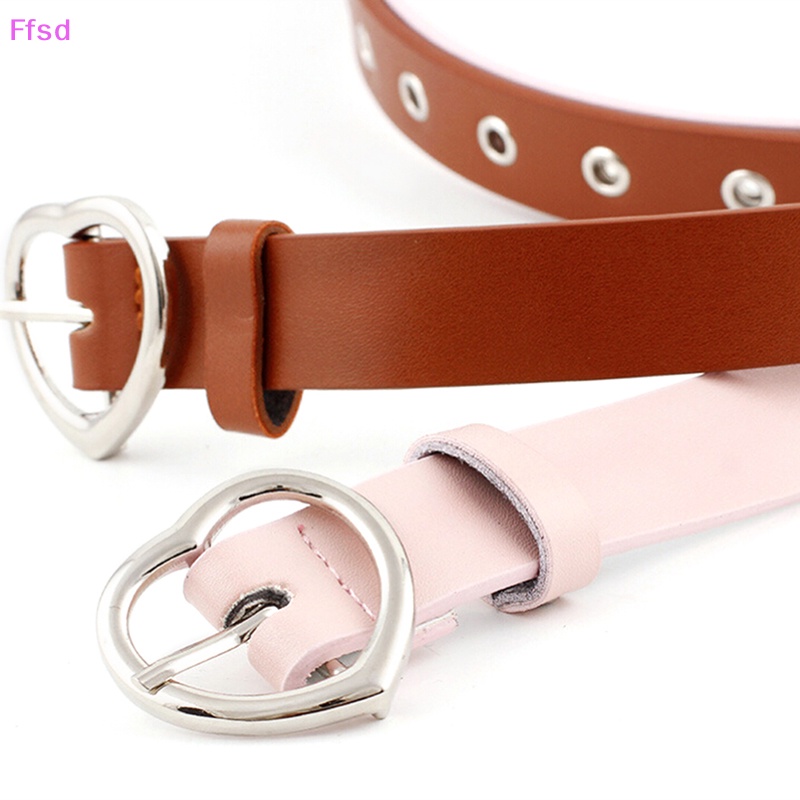 Thắt Lưng Da Khóa Kim Loại Hình Trái Tim Phong Cách Punk Cho Nữ