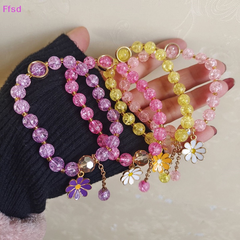 {Ffsd} Vòng Tay Chuỗi Hạt Pha Lê Nhiều Màu Hình Hoa Cúc Thời Trang Phụ Nữ Truy Cập