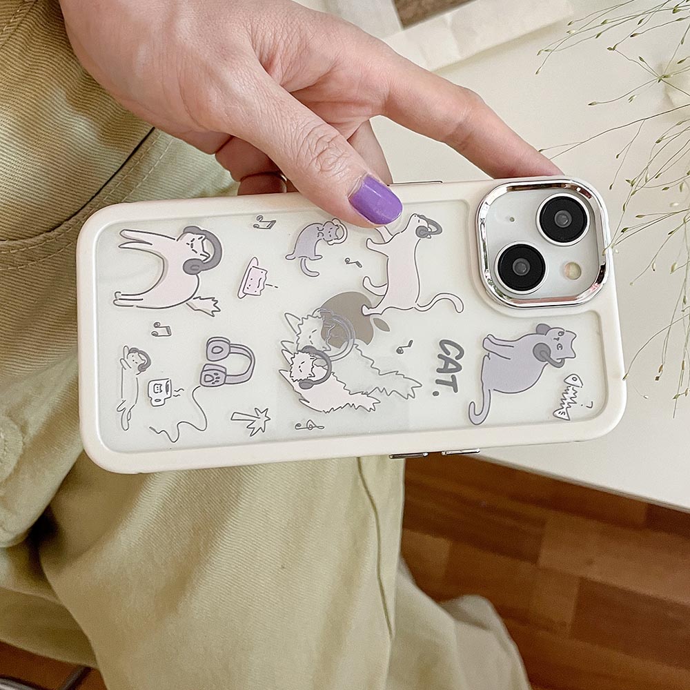 Ốp Điện Thoại Cứng Họa Tiết Mèo Dễ Thương Cho iPhone 11 12 12Pro 12ProMax 13 13Pro 13ProMax 14 14Pro 14ProMax