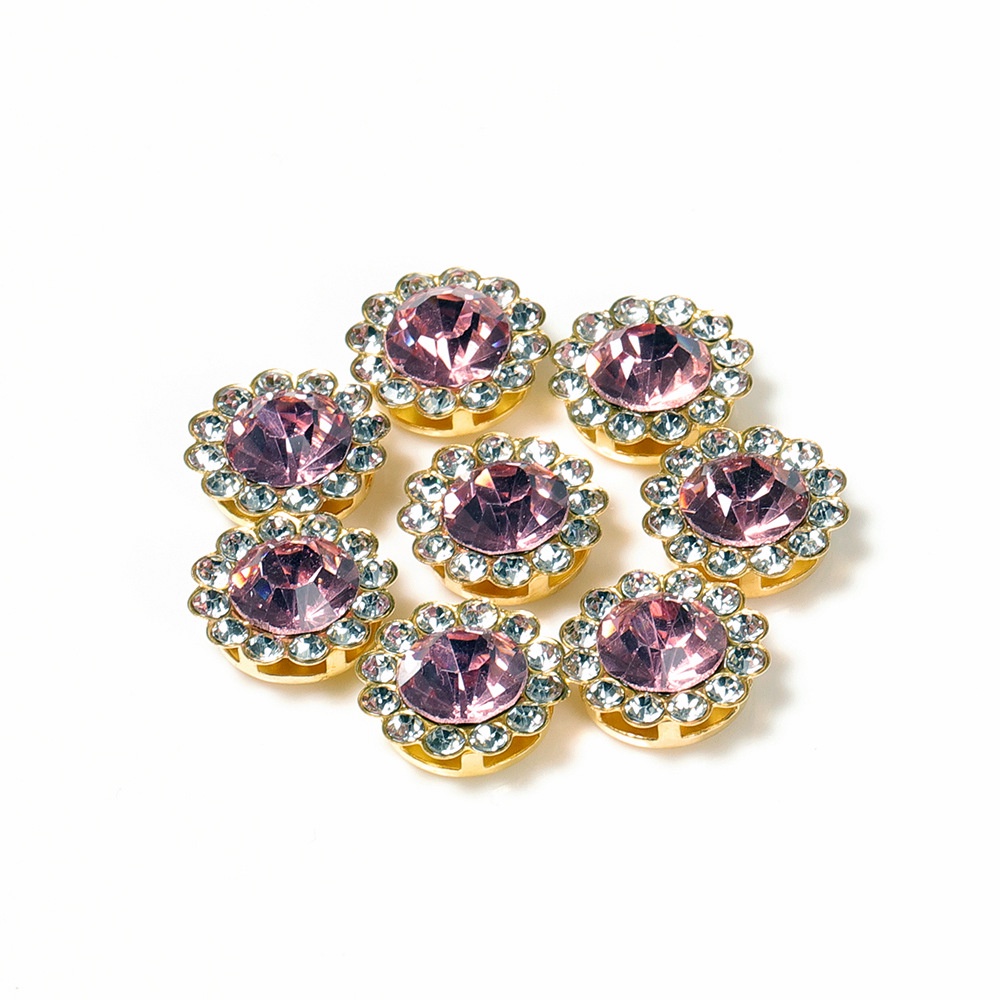 1 Phụ Kiện Nút Cài Áo Hình Hoa Đính Đá Lấp Lánh diy