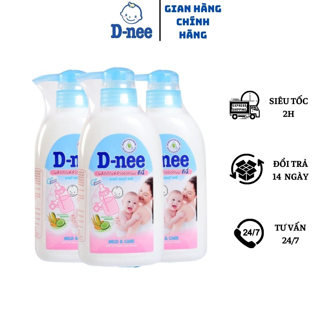 (COMBO 3 CHAI) Nước rửa bình sữa, Bình nước & rau quả D-nee 500ml - An toàn cho bé yêu ...