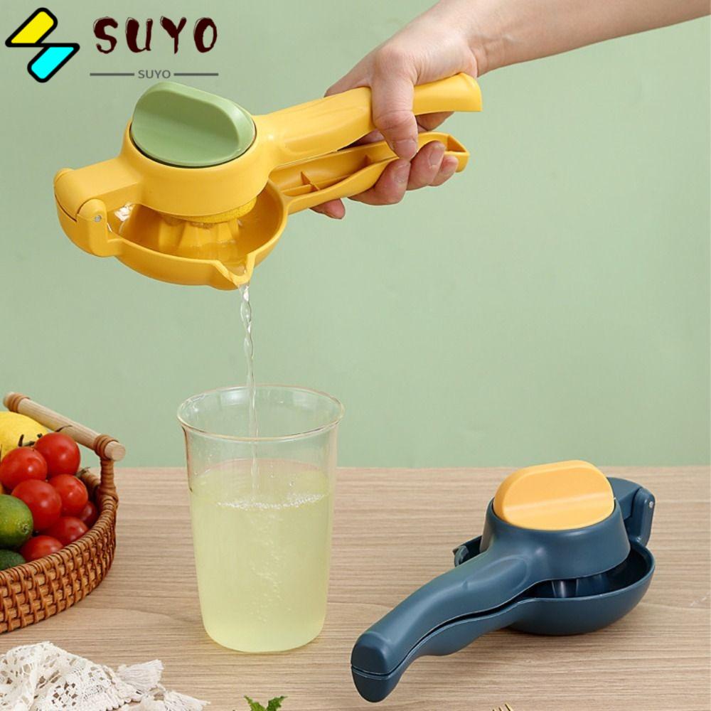 SUYO Dụng Cụ Ép Nước Chanh Cầm Tay Có Nắp Đậy Bằng Nhựa Cấp Thực Phẩm Giảm Tiết Kiệm Không Gian Màu Vàng Xanh Dương Đậm Cho Nhà Bếp