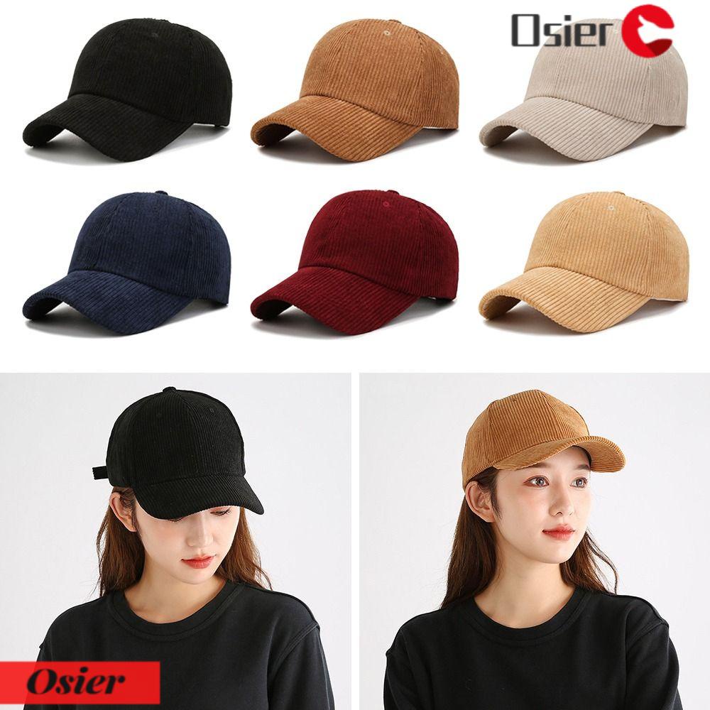 OSIER1 Mũ Lưỡi Trai Nhung Kẻ Phong Cách Hiphop Vintage Dành Cho Nữ Và Nam