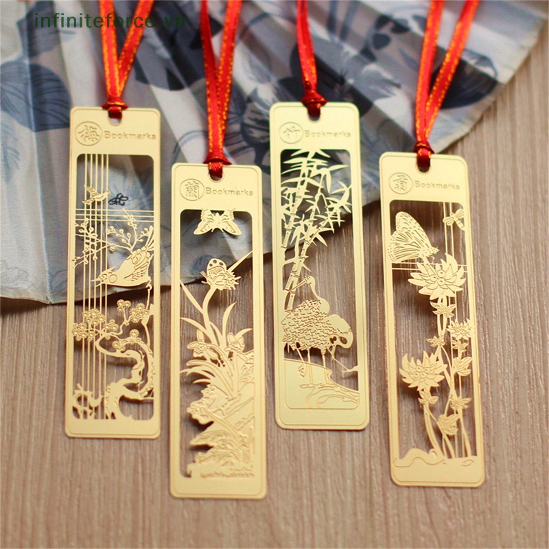 [INVN] Đánh Dấu Trang Sách Kim Loại Màu Vàng Hình Hoa Mận Hoa Lan / Bướm vintage Làm Quà Tặng Cho Giáo Viên [VN]