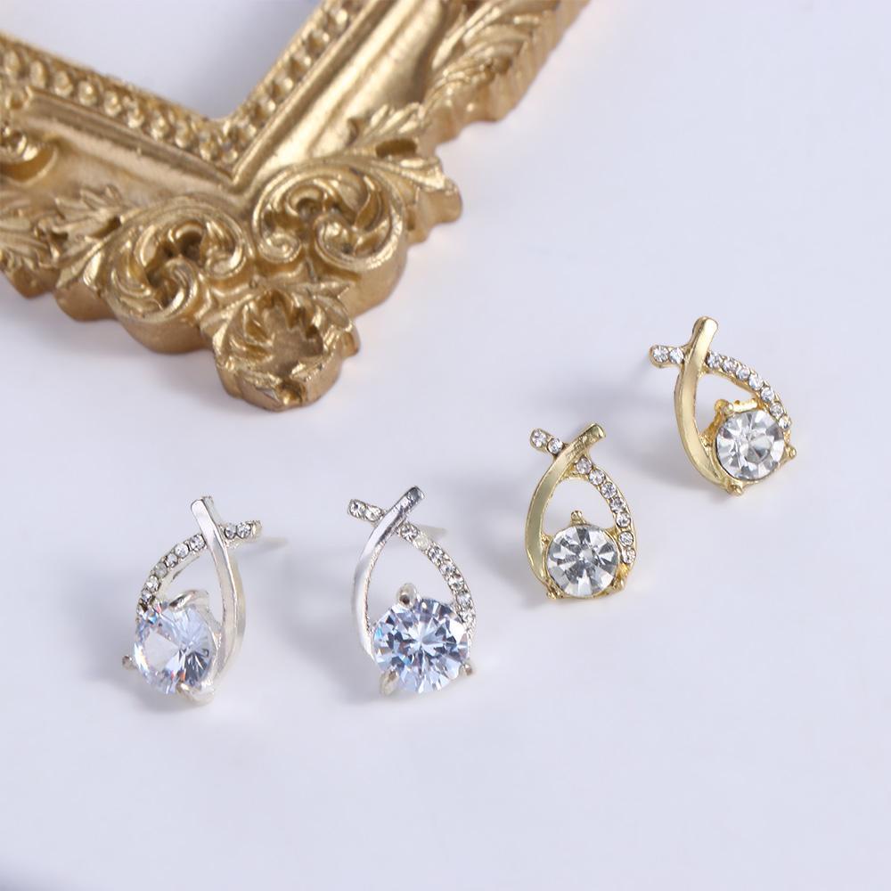 ANEMONE Khuyên Tai Hợp Kim Đính Đá Phong Cách Hàn Quốc Thời Trang Cho Nữ