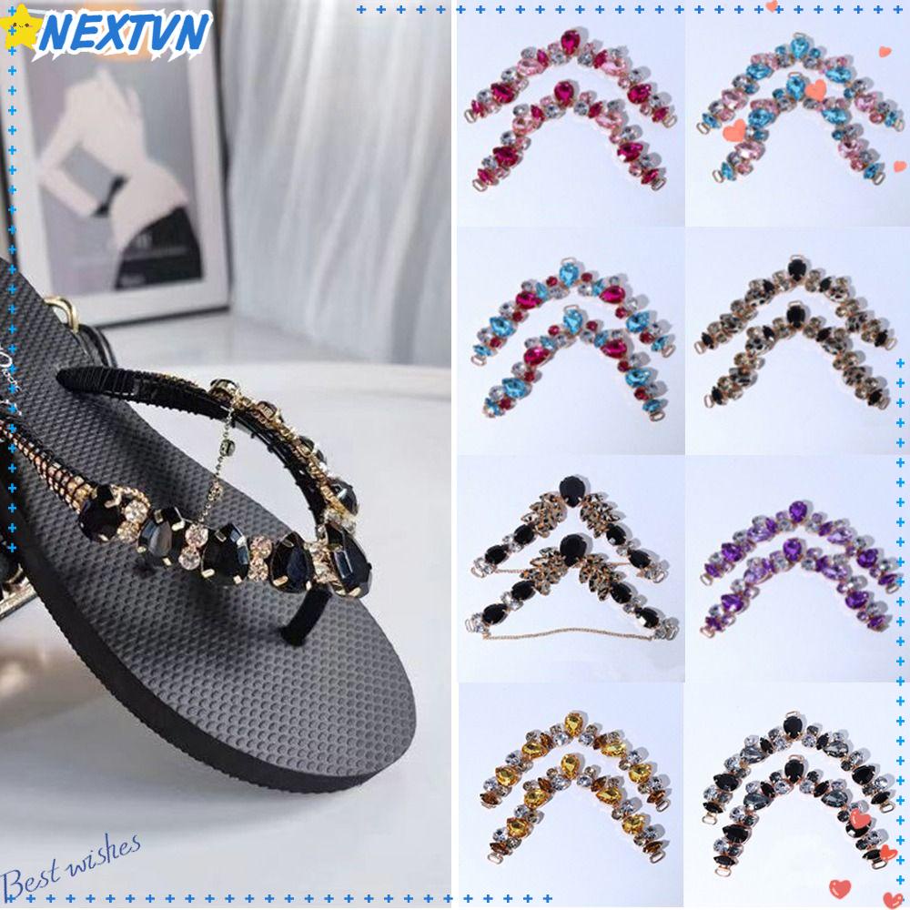 NEXTVN Set 2 Dây Chuỗi Xích Bằng Acrylic Hình Bông Hoa Đơn Giản Có Thể Tháo Rời Trang Trí Dép Đi Biển DIY Cho Nữ