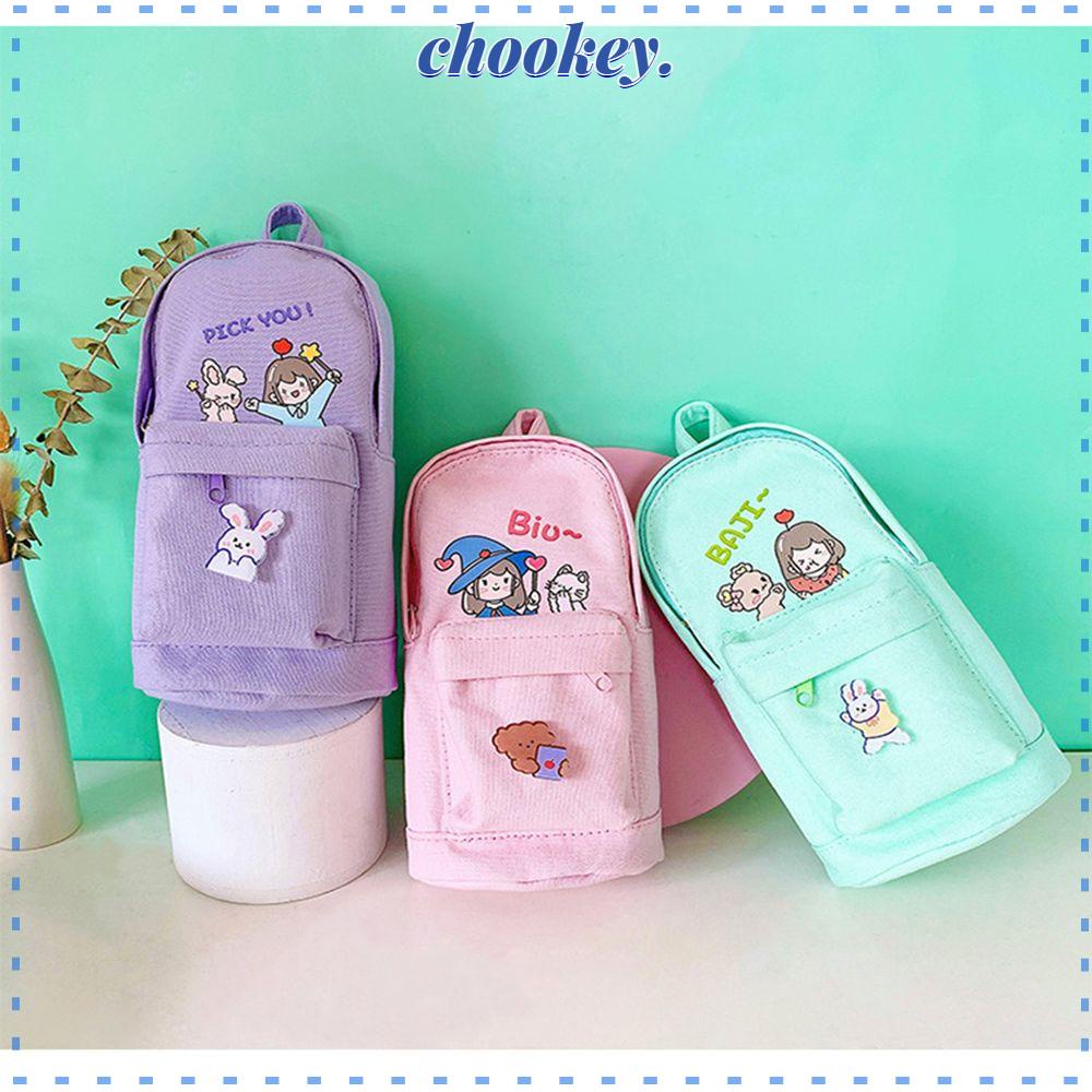CHOOKEY Túi Đựng Bút Vải Canvas In Hoạt Hình Dễ Thương