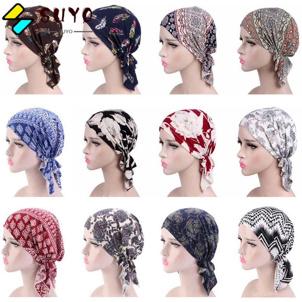 SUYO Mũ Trùm Đầu Bằng Cotton Co Giãn In Họa Tiết Hoa Thời Trang 2023