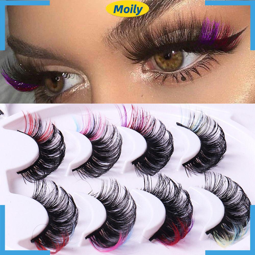MOILYVN Bộ 7 Cặp Lông Mi Giả Cong Tự Nhiên Nhiều Màu