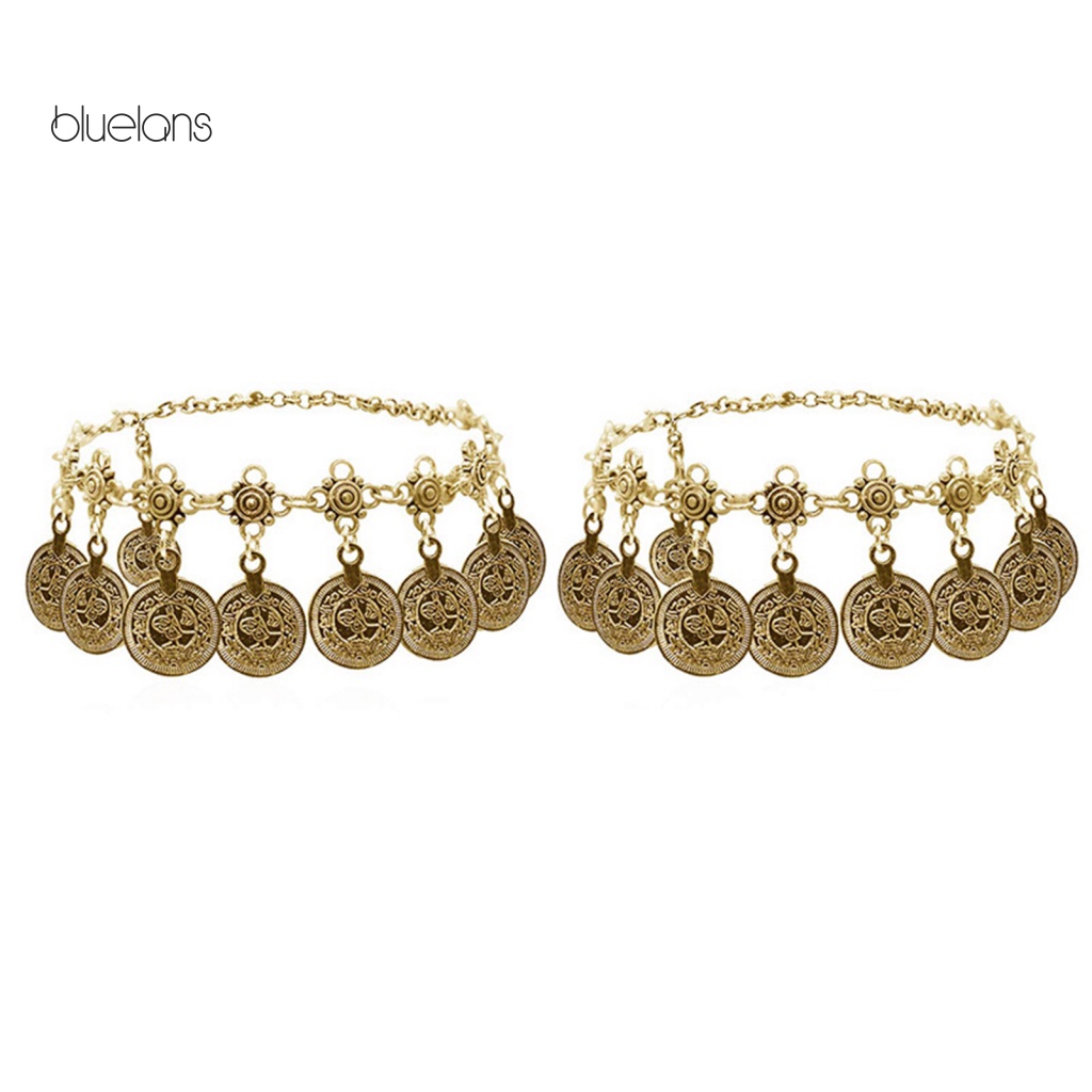Lắc Chân Kim Loại Mặt Tròn Họa Tiết Phong Cách Bohemian Cổ Điển Không Gây Dị Ứng Có Thể Điều Chỉnh Cho Nữ